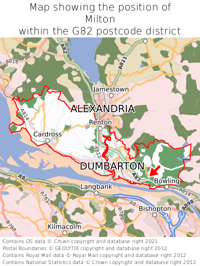 Map showing location of Milton within G82