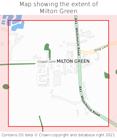 Map showing extent of Milton Green as bounding box