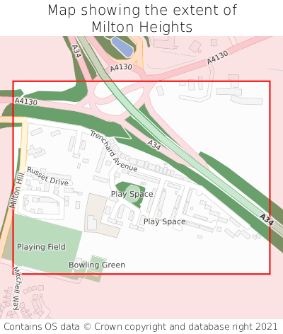 Map showing extent of Milton Heights as bounding box