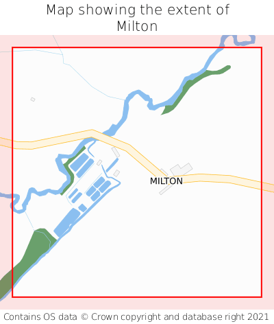 Map showing extent of Milton as bounding box