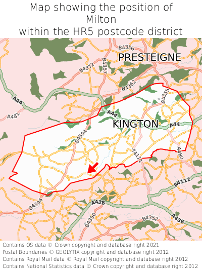 Map showing location of Milton within HR5