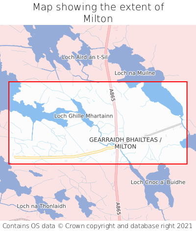 Map showing extent of Milton as bounding box