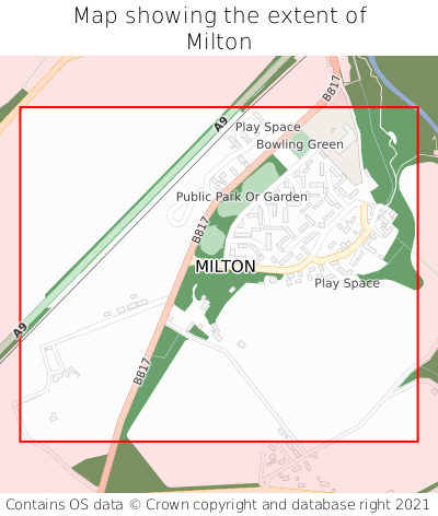 Map showing extent of Milton as bounding box