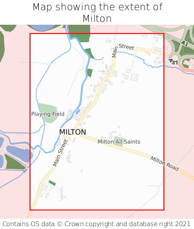 Map showing extent of Milton as bounding box