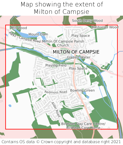 Map showing extent of Milton of Campsie as bounding box