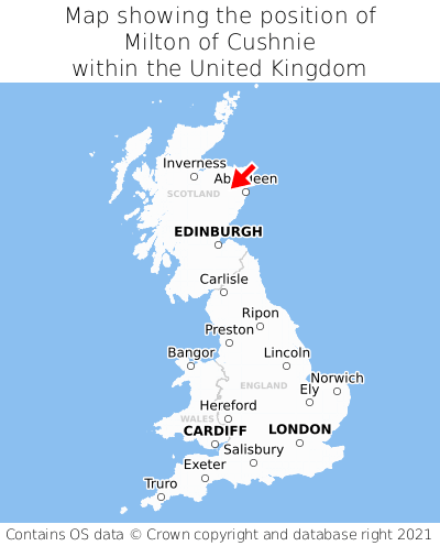 Map showing location of Milton of Cushnie within the UK