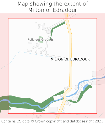 Map showing extent of Milton of Edradour as bounding box