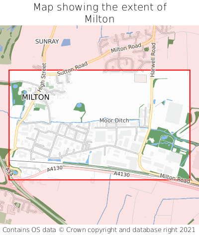 Map showing extent of Milton as bounding box