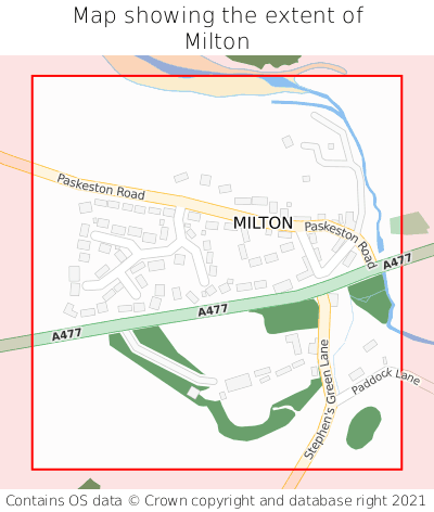 Map showing extent of Milton as bounding box