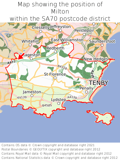 Map showing location of Milton within SA70