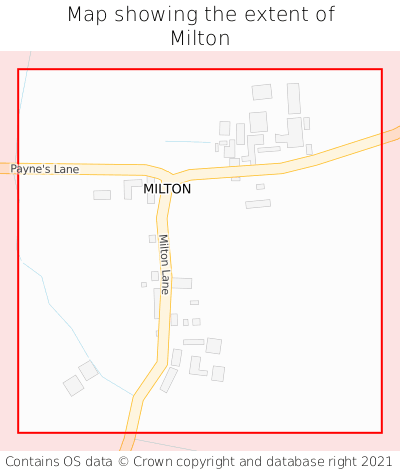 Map showing extent of Milton as bounding box