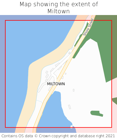 Map showing extent of Miltown as bounding box