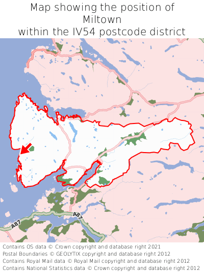 Map showing location of Miltown within IV54