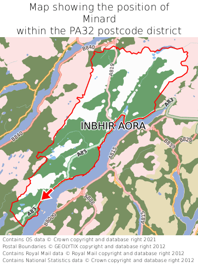 Map showing location of Minard within PA32