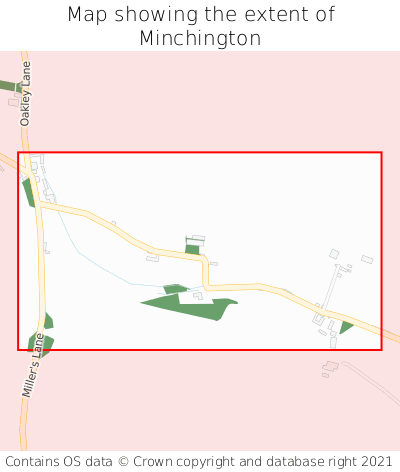 Map showing extent of Minchington as bounding box