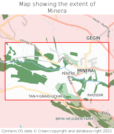 Map showing extent of Minera as bounding box