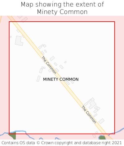Map showing extent of Minety Common as bounding box