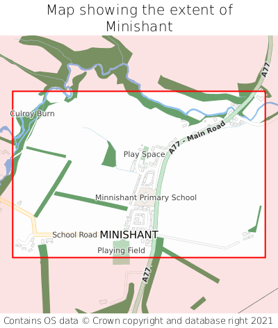 Map showing extent of Minishant as bounding box