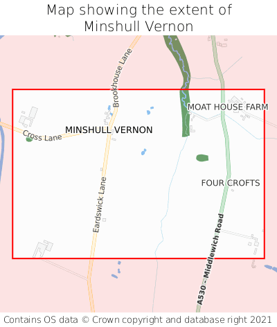 Map showing extent of Minshull Vernon as bounding box