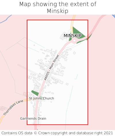 Map showing extent of Minskip as bounding box