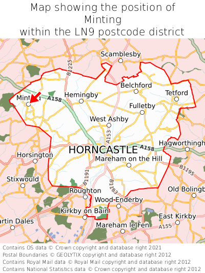 Map showing location of Minting within LN9