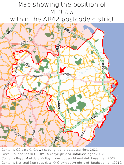Map showing location of Mintlaw within AB42