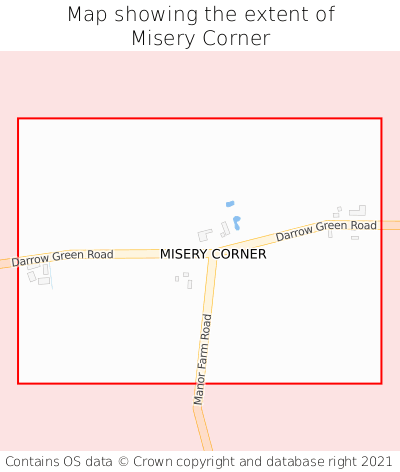 Map showing extent of Misery Corner as bounding box