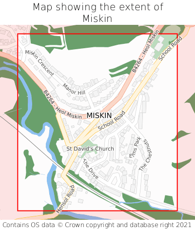 Map showing extent of Miskin as bounding box