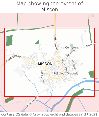 Map showing extent of Misson as bounding box