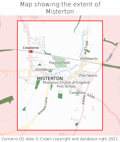 Map showing extent of Misterton as bounding box