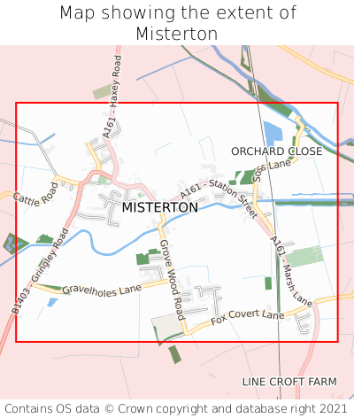 Map showing extent of Misterton as bounding box