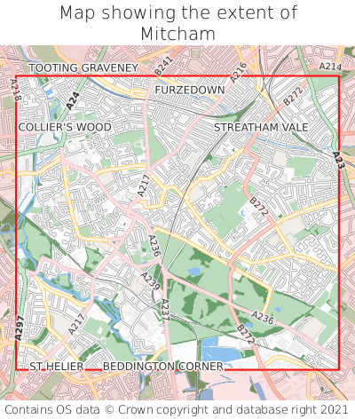 Map showing extent of Mitcham as bounding box
