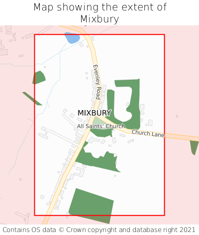 Map showing extent of Mixbury as bounding box