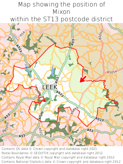 Map showing location of Mixon within ST13