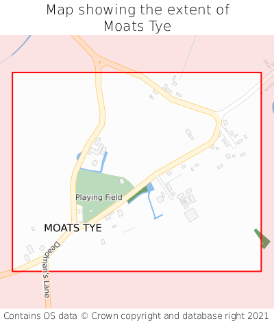 Map showing extent of Moats Tye as bounding box