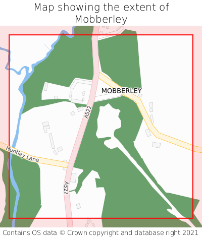 Map showing extent of Mobberley as bounding box
