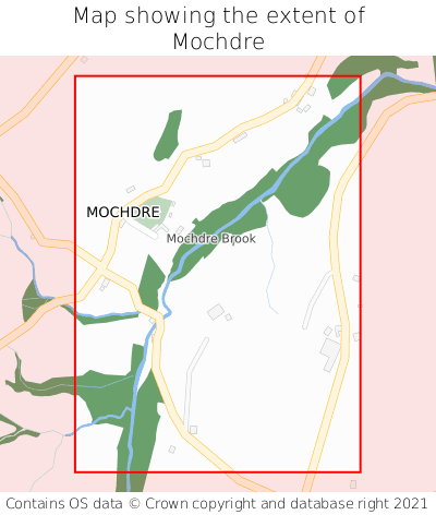 Map showing extent of Mochdre as bounding box