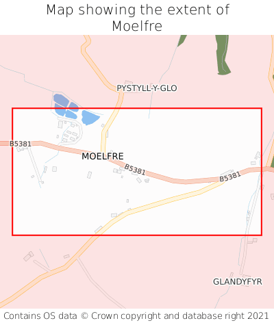 Map showing extent of Moelfre as bounding box