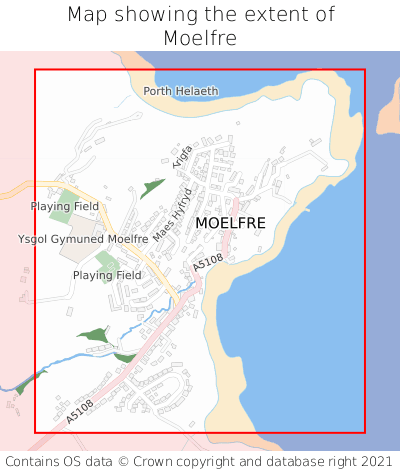 Map showing extent of Moelfre as bounding box