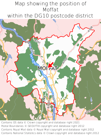 Map showing location of Moffat within DG10