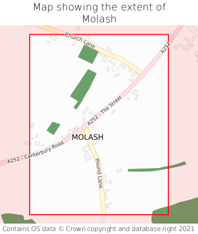 Map showing extent of Molash as bounding box