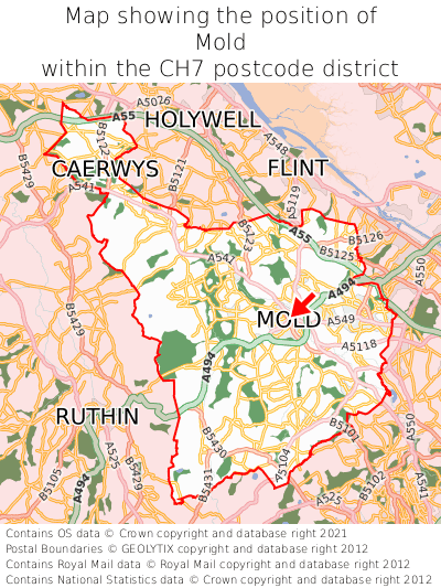 Map showing location of Mold within CH7