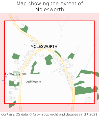 Map showing extent of Molesworth as bounding box
