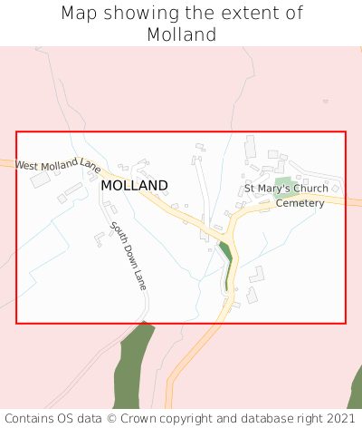 Map showing extent of Molland as bounding box