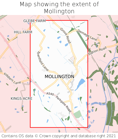 Map showing extent of Mollington as bounding box