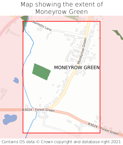 Map showing extent of Moneyrow Green as bounding box