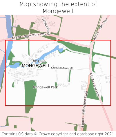 Map showing extent of Mongewell as bounding box