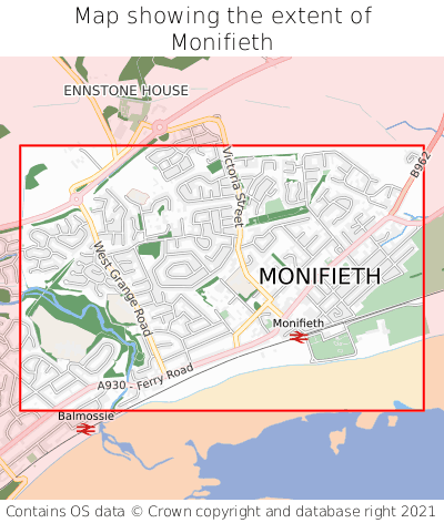 Map showing extent of Monifieth as bounding box