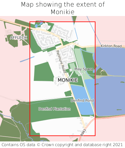Map showing extent of Monikie as bounding box