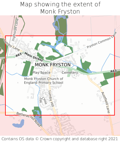 Map showing extent of Monk Fryston as bounding box